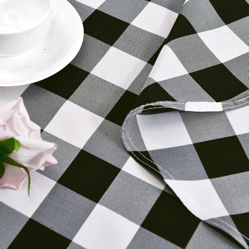 Nappe ronde imperméable à carreaux (1 pièce), L 30 po, Gris et blanc