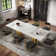 Myrasol 9 - Piece Dining Table Set With 94.48'' Extendable Sintered Stone Dining Table with 8 Fabric Chairs Dining For 8-10