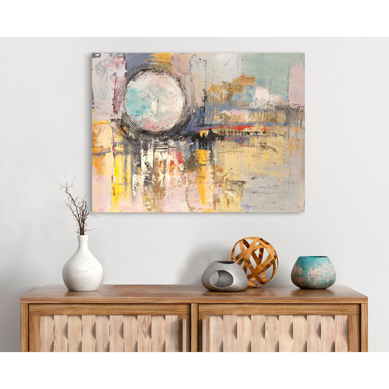 Abstract Moon Sunset by Lucas - Wrapped Canvas Painting, 50cm H x 70cm W x 4cm D