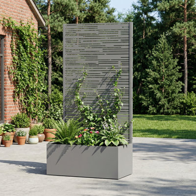 Metal Planter Box with Trellis without Wheels
