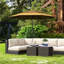 Parasol de patio brun clair de 9 pi 3 po avec manivelle, inclinaison à bouton-poussoir pour terrasse, jardin, terrasses idéales pour la pelouse et les jardins, 3 parasols