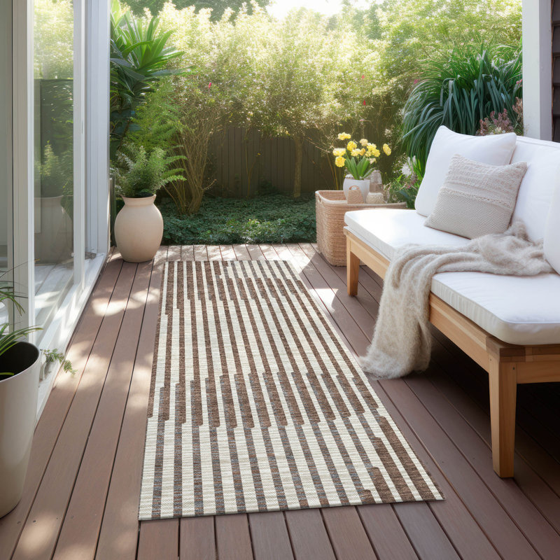 Machine Washable Indoor/Outdoor Chayden ACN1001 Brown, Runner 2'3" x 7'6"