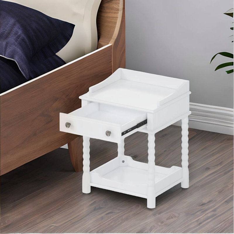 Table de chevet de style rétro, Blanc