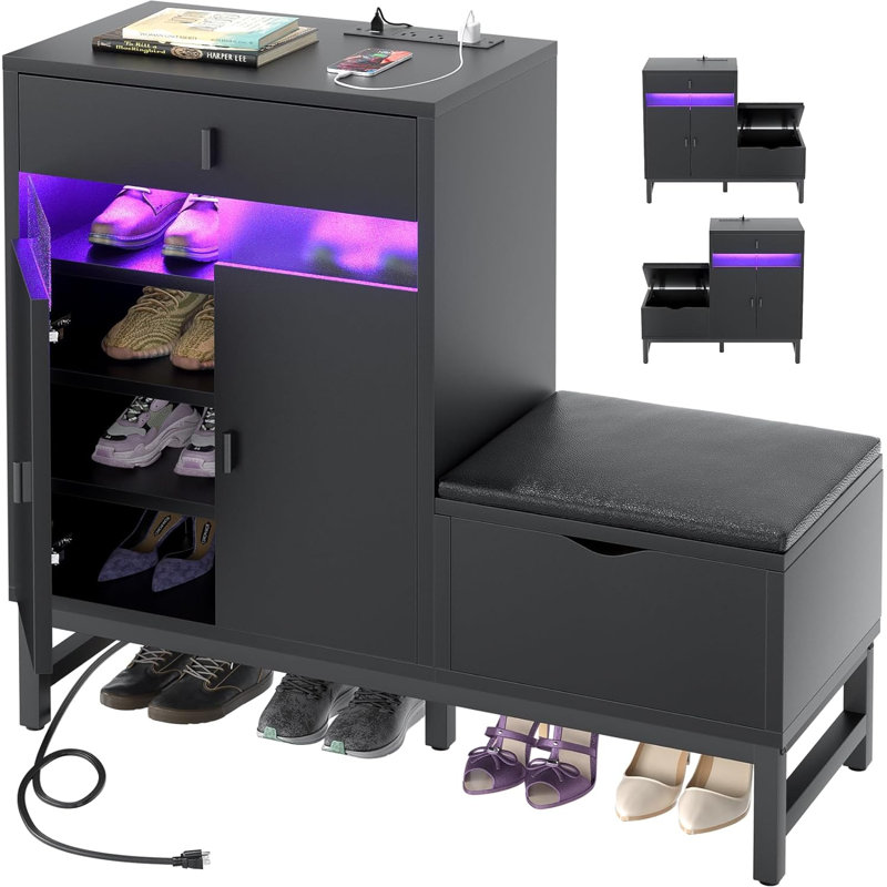 12 Pair Shoe Storage Cabinet, Black
