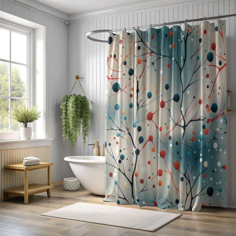 Motifs variés - Rideau de douche haut de gamme, H 74 po x l 71 po