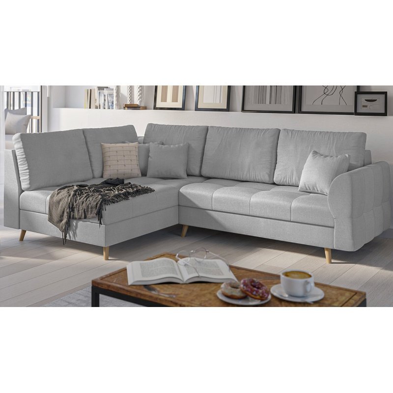 Scandinavian Corner Sofa, Grey, Left Hand Facing