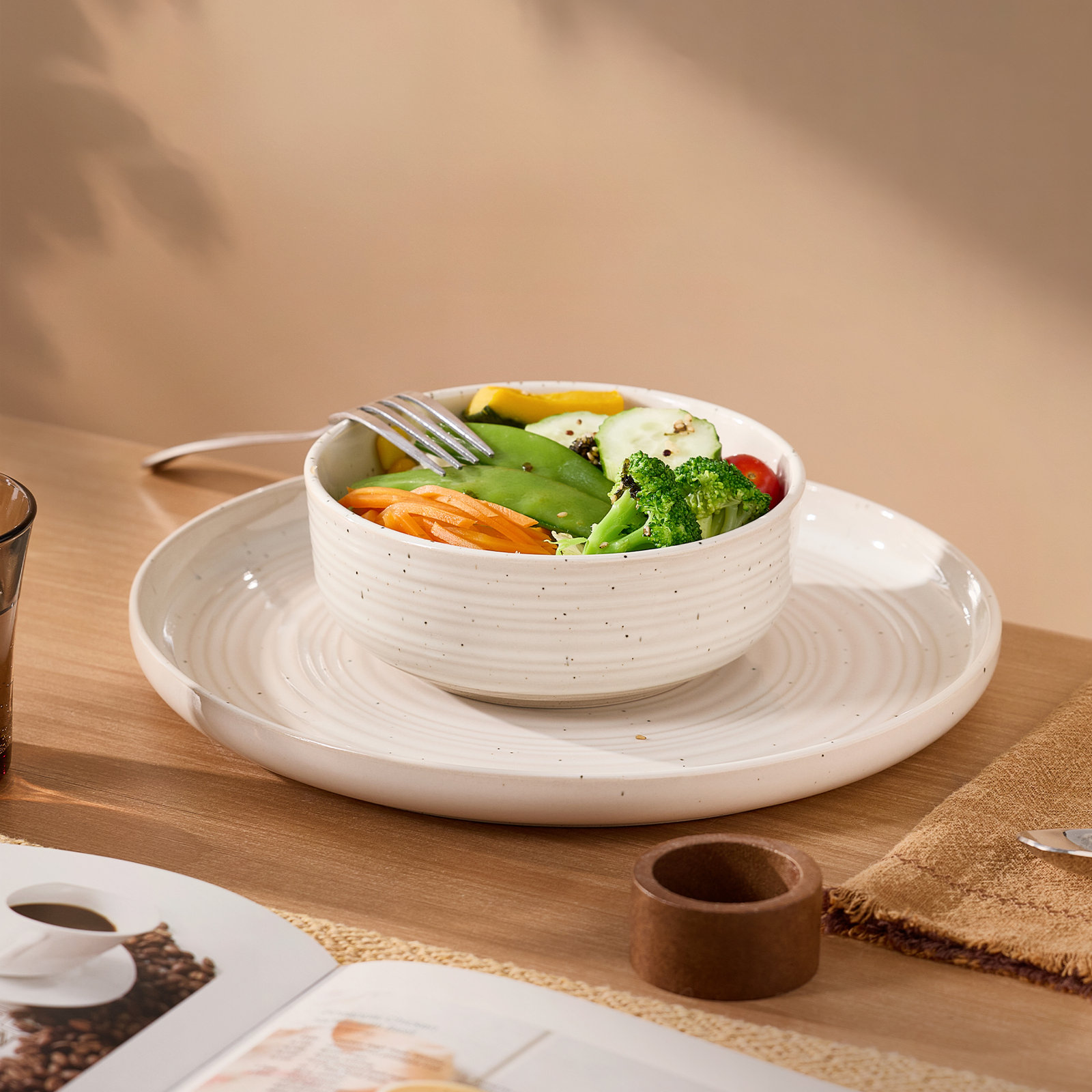  Constellation Plates And Bowls Sets, 12 Piece Dinnerware Sets, White, Beige