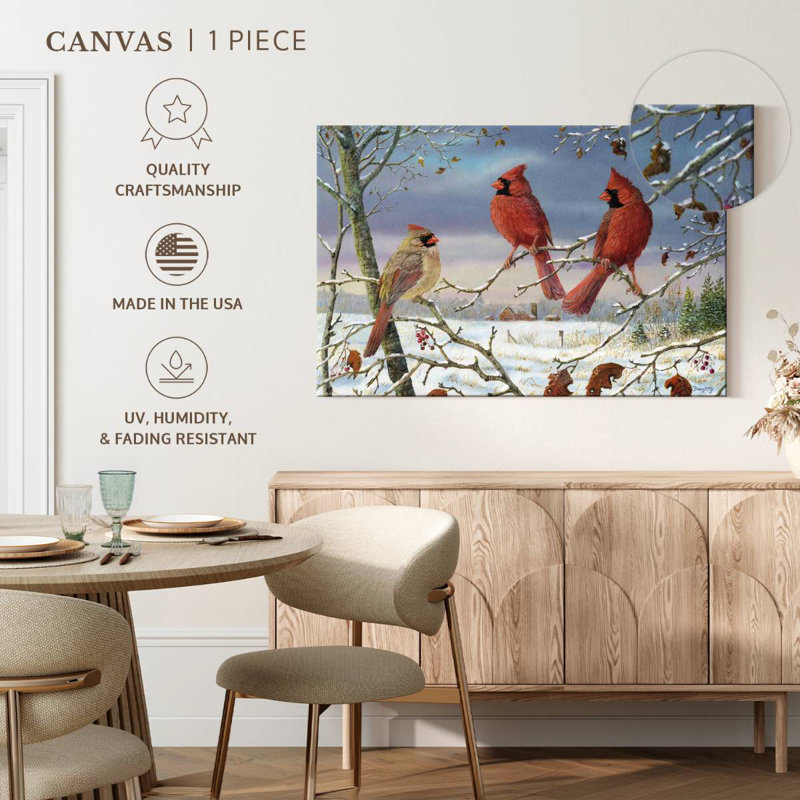 Brampt First Snow Cardinals, 24" H x 36" W