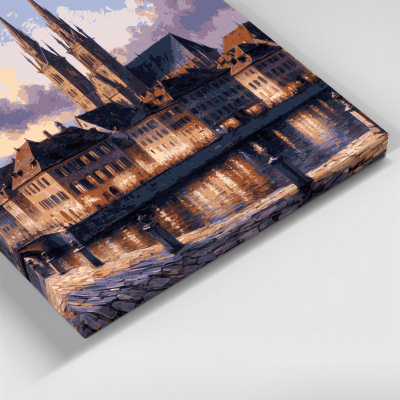 Art mural sur toile noire avec villes en Suisse, H 11 po x l 14 po