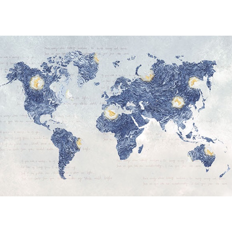 Papier peint texturé amovible abstrait carte du monde nordique scandinave, l 150 po x L 98 po