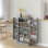 Rangement de garde-manger de 41 po, armoire de cuisine autoportante avec 12 portes, portes doubles, tablettes à 5 niveaux et tablettes réglables, gris armoire