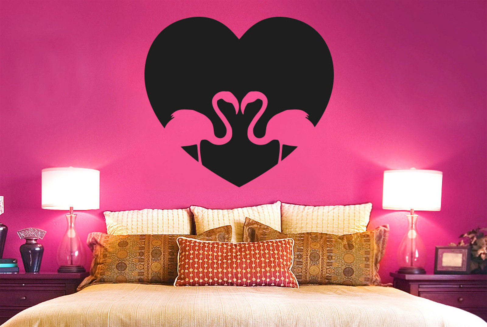 East Urban Home Flamingo Love Heart Wall Sticker | Wayfair.co.uk