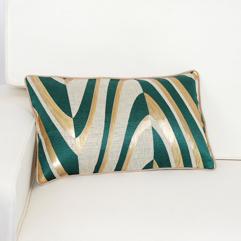 Housse de coussin en jacquard de Noël vert et vert à motif en V, H 12 po x l 20 po, Rectangulaire