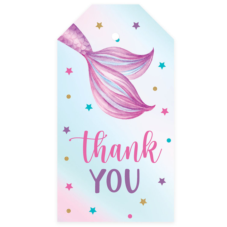 Thank You For Coming To My Party! Favor Tags Printable Pink Teal Gold  Glitter Birthday Party Thank You Tags