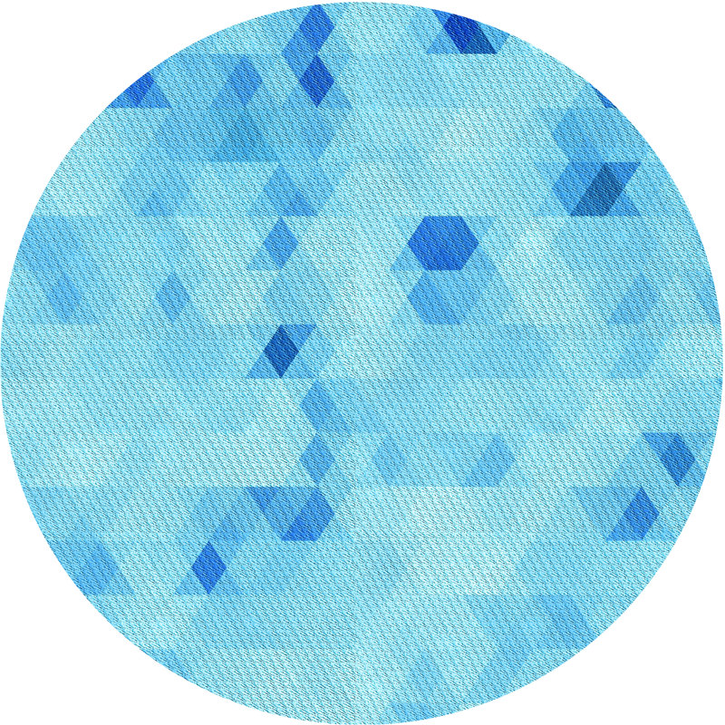 Tapis abstrait bleu, Rond 6 pi