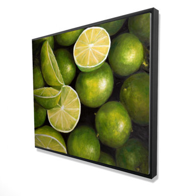 Basket Of Limes Print On Canvas