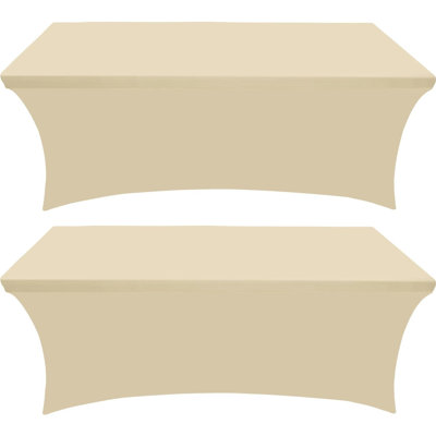 Ensemble de 2 nappes spandex [6 pi, noir] Housse de table rectangulaire extensible, ajustée, lavable et infroissable pour les événements, les mariages, les banquets et les fêtes