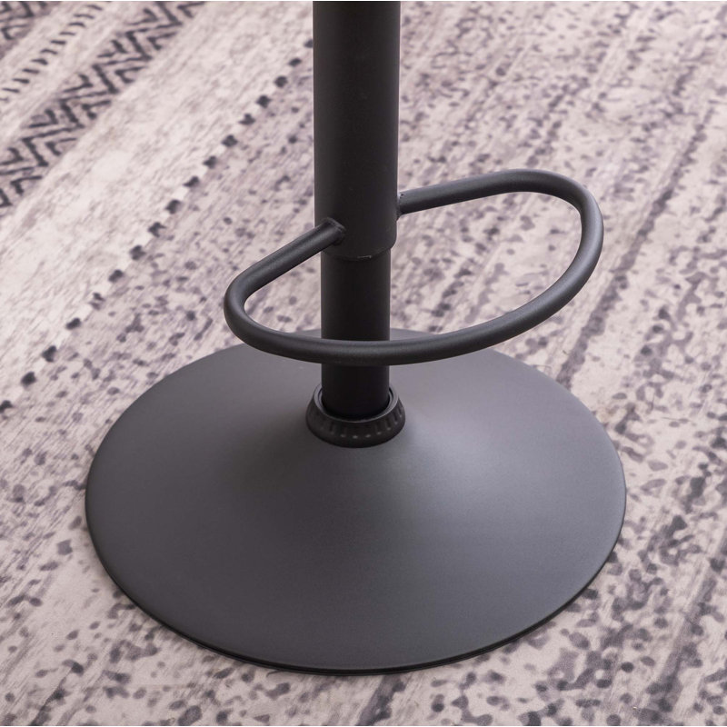 Upholstery Airlift Adjustable Swivel Barstool With Base, Set Of 2, Light Gray