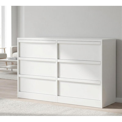 Commode 6 tiroirs, commode moderne en bois avec tiroirs coulissants, grand rangement pour la chambre à coucher, la chambre de bébé, le vestibule et le salon