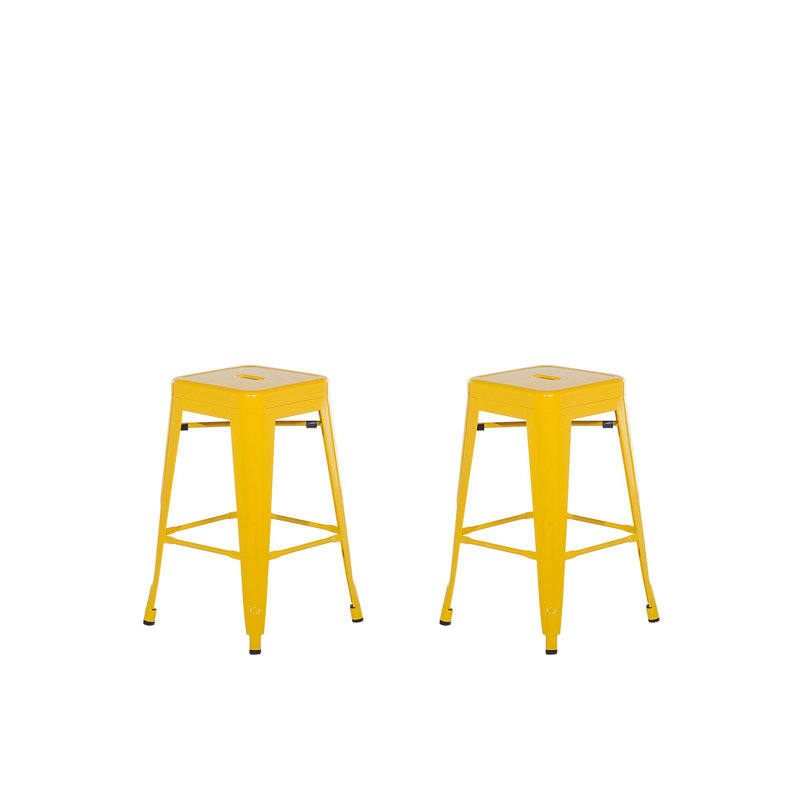 Counter Stool with Metal Frame, Yellow, Counter Stool (24" Seat Height)