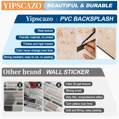 Yips 12'' W x 12'' L PVC Peel and Stick Mosaic Tile & Reviews | Wayfair