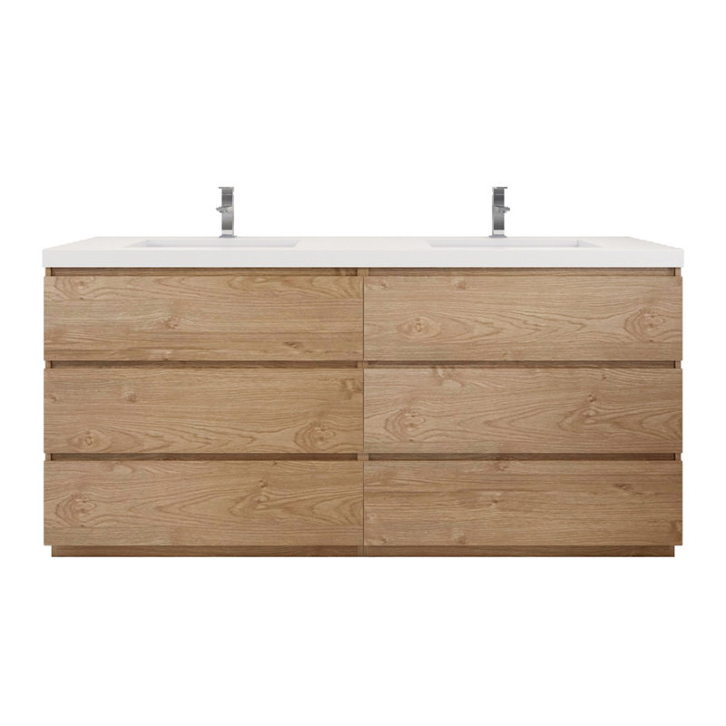 Ensemble de meuble-lavabo double 72 po Boularderie, Chêne de la Nouvelle-Angleterre