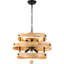Lustre en bois vieilli à 6 lumières de 51 cm (20 po), style ferme, suspension pour cuisine et salon.