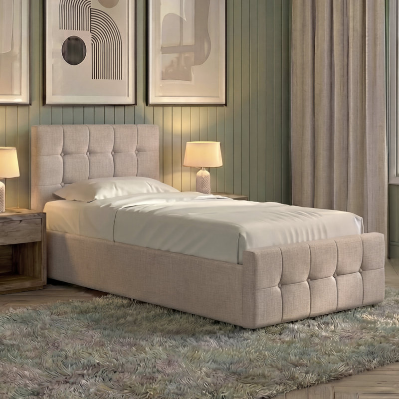 Connell Upholstered Ottoman Bed, UKFR Certified, Single (3'), Beige 