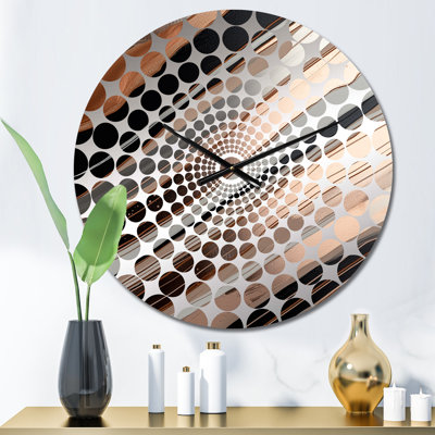 Rosegold Embracing Essence Of Lines VI - Abstract Marble Wall Clock