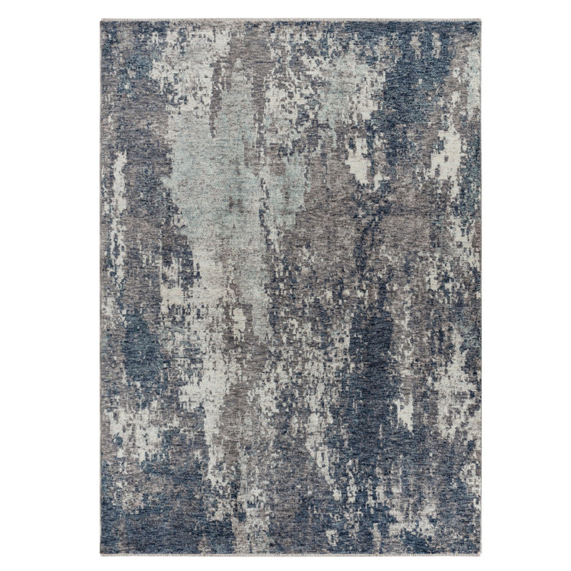 Tapis bleu tissé à la machine Ginsberg, Rectangle 8 pi 6 po x 12 pi 7 po