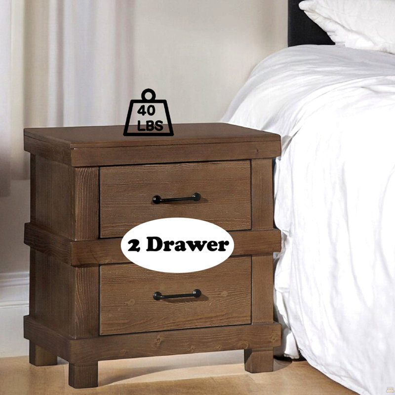 Nightstand With 2X Drawers Wooden Furniture 1Pc