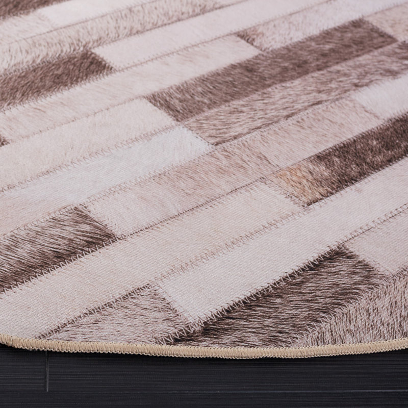 Arrollo Performance Machine Washable Geometric Rug, Round 6'