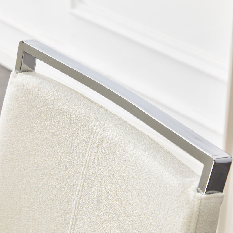 Chaises de salle à manger de style. Confort et stabilité en un. La combinaison de tissu blanc granuleux, 2, Blanc