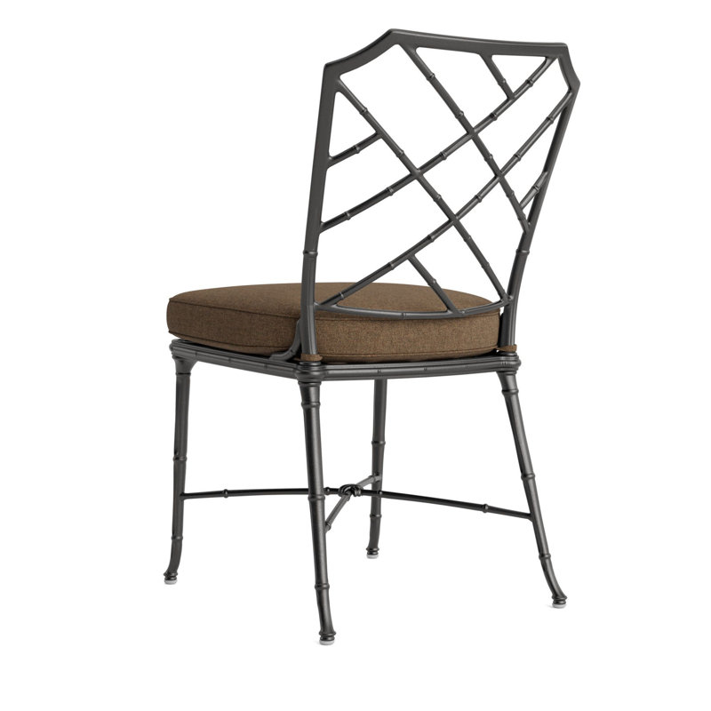 Calcutta Outdoor Dining Side Chair, Fusion Moccasian, Textured Pewter, Brown