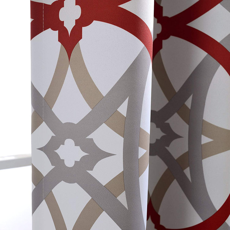 Jasso Geometric Pattern Blackout  Kitchen Valances for Windows Rod Pocket Single, 52" W x 18" L, Spiral Geometric
