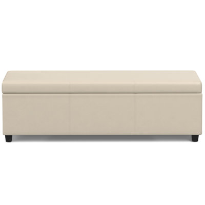 Banc de rangement rembourré en similicuir et en bois massif de 54 pouces avec plateau rabattable Gracie Mills