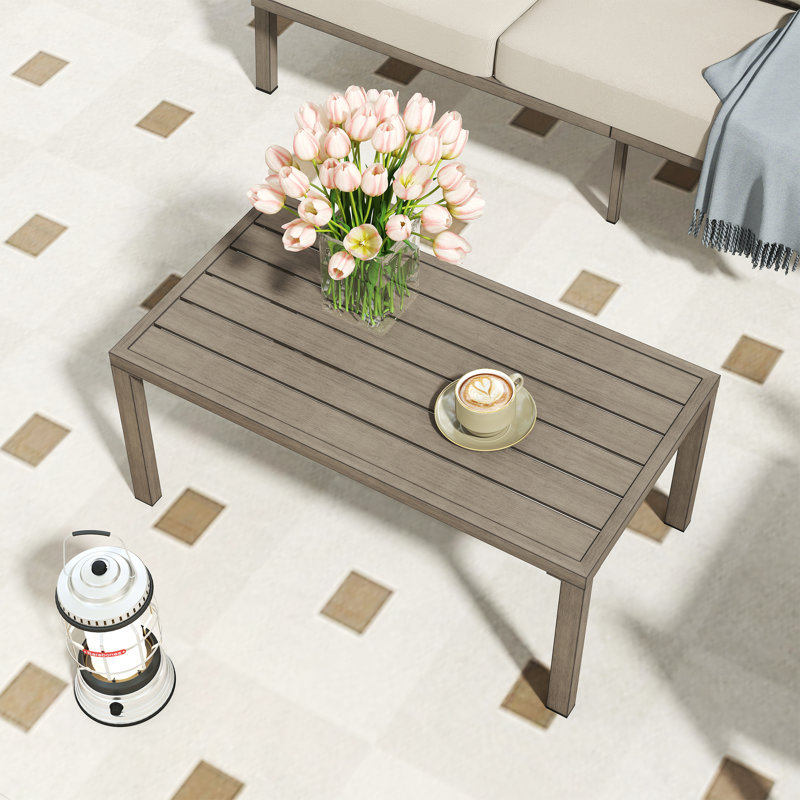 Table basse d'extérieur en aluminium taupe 1 pièce Heim, Gris