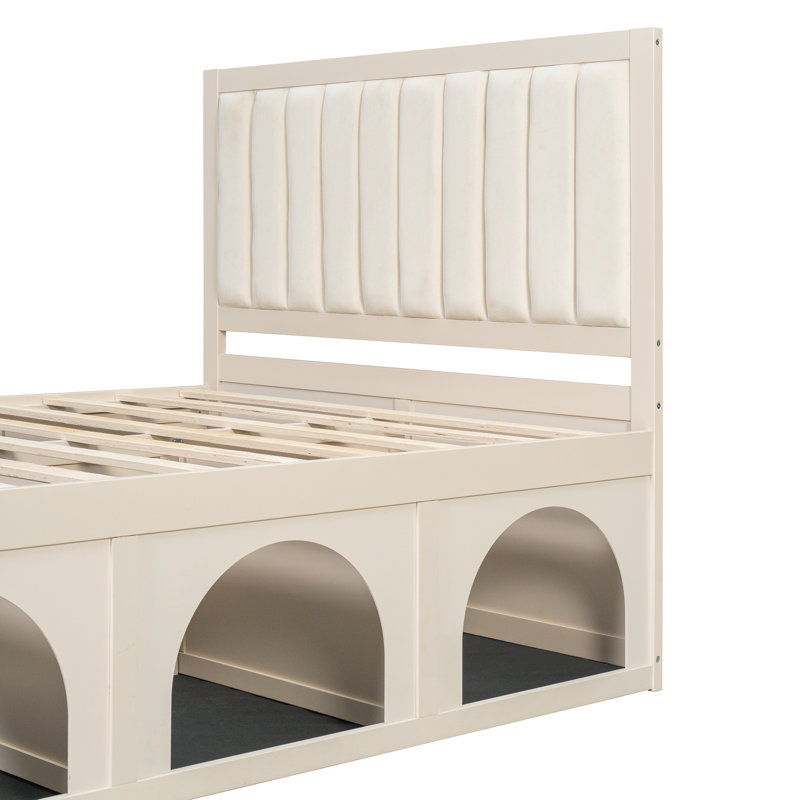 Structure de lit robuste Endicott, Beige, Double