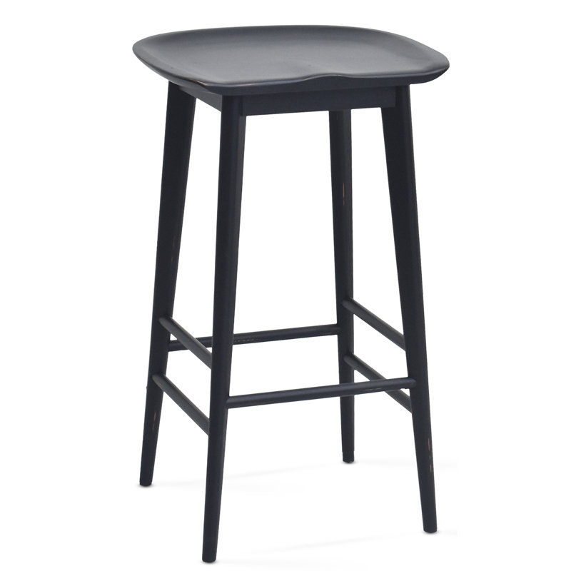 Pedrick Solid Wood Counter Stool, Black, Counter Stool (24" Seat Height)