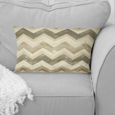 Beige Chevron Dreams I - Modern Lumbar Pillow