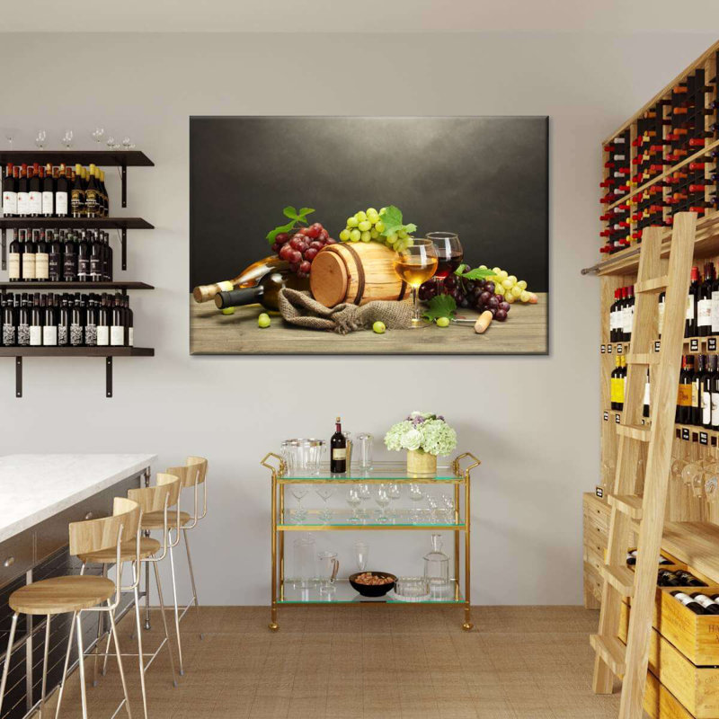 Vin et raisins, reproduction sur toile, H 32 po x l 48 po x P 1,25 po