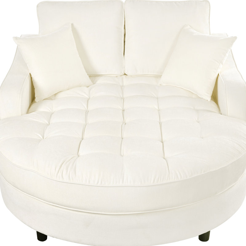Méridienne beige de 55 po. Coin salon spacieux. Oreillers amovibles. Revêtement en chenille. Fabrication. Lit rembourré en mousse de qualité supérieure. Siège spacieux. Oreillers pour plus de confort. Structure en tissu. Haut