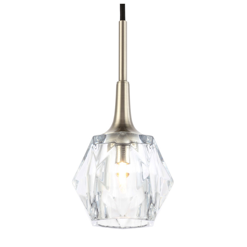 Luminaire suspendu géométrique à 1 lumière Romona, Nickel inoxydable, DEL