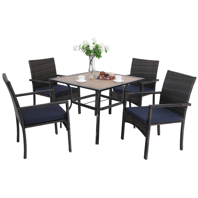 4 - Person Patio Dining Set with Square Table , Cushions Included