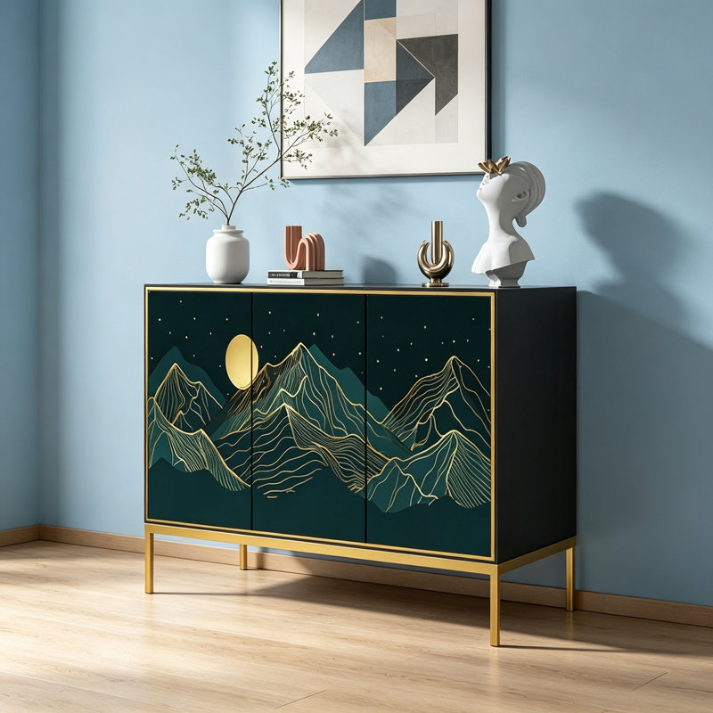 Armoire de rangement de salon en bois massif