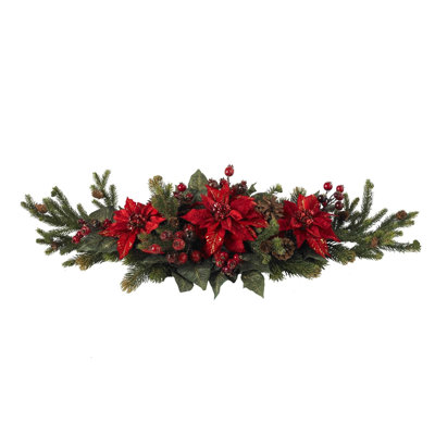 Poinsettia and Berry Centerpiece