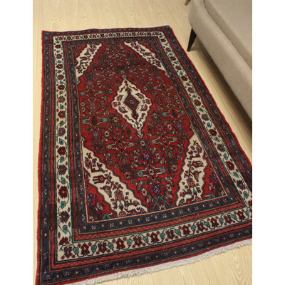Tapis de zone en laine 3 pi 10 po x 6 pi 6 po noué la 1980 one-of-kind