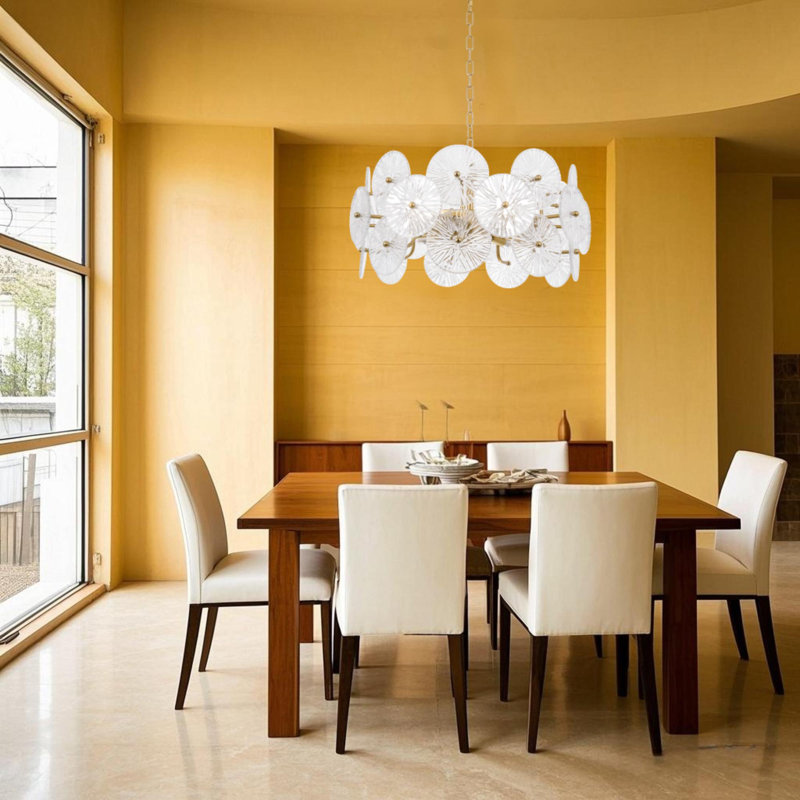 Golden French-style Round Minimalist Three-tier Glass Chandelier - Adjustable Length E14 Base