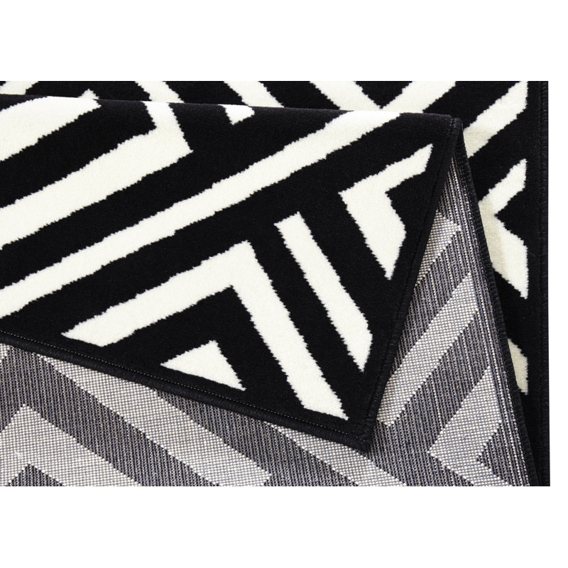 Velours Machine Woven Black/White Indoor Rug, Rechteckig 200 x 290 cm
