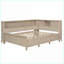Lit de jour pleine grandeur en bois de pin avec tablettes et amp; 3 tiroirs - lait blanc antique, aucun sommier nécessaire-746120888